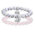 Men's & Women's Pink Crystal Frosted Lava Tiger Eye Bracelet Set Heart-shaped Trendy Beaded Love Accessories Wholesale