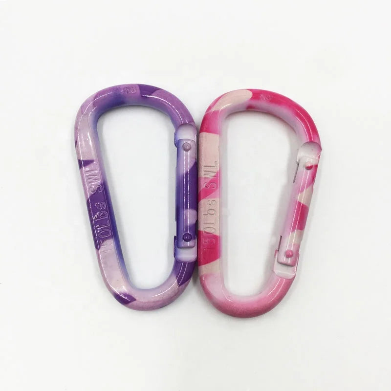 New Style 8 cm D Shape Camouflage Color Aluminum Alloy Climbing Hook Carabiner