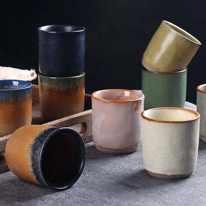 Wholesale Japanese Retro Kiln-Changed Ceramic Tea Cup 250 ml High Aesthetic Home and Hotel Restaurant Specialty Cups for Matcha