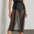 Knitwear Manufacturer Custom Black Satin and Lace-trimmed Embroidered Cotton-blend Knitted Skirt