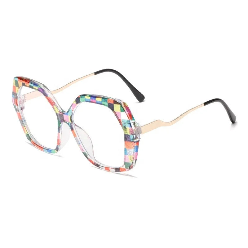 Fashion Retro Leopard Print Frame Patchwork Colorful Glasses Optical Spectacles Anti Blue Light Frame Computer Glasses