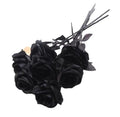 Black Rose Artificial Flower Realistic Single Stem Silk Rose Bouquet for Wedding Bouquet Party Table Centerpiece Vase Decor
