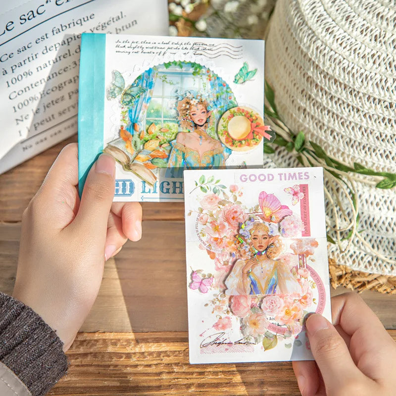 10 Sheets Per Pack Spring Girl Theme PET Stickers Spring Flower Messenger Series 6 Selections DIY Decorative Stickers