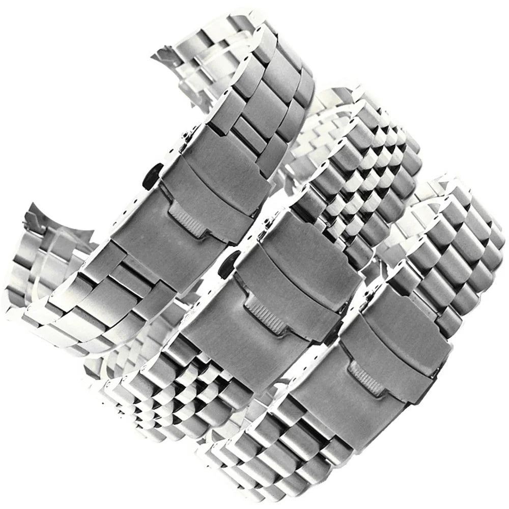 Stainless Steel Watchband for Men & Women 20mm & 22mm Solid Curved End Metal Wrist Bracelet Band Customizable Logo Accessories
