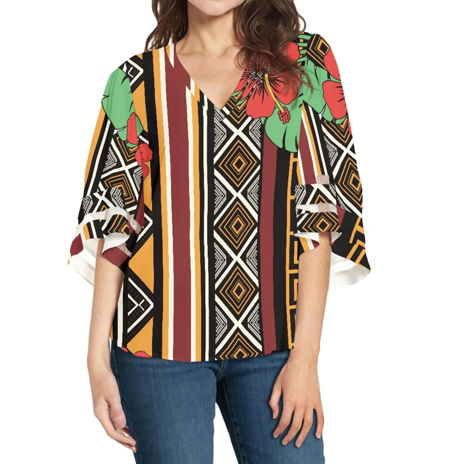 Latest Design African Comfortable and Fashionable Samoan Tapa Blouse Women Polynesian Tribal Vintage Plus Size Lady t Shirt Tops