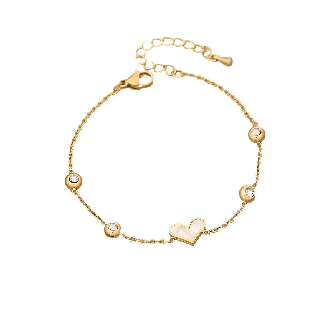 Wholesale 18K Gold Plated Heart Butterfly Clover Bracelet Fashionable Stainless Steel Jewelry with Floral Pattern for Gift
