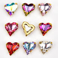 K9 Peach Heart Shape Glass AB Crystal Rhinestone With Gold Claw Setting Sew on Diamond Stone for Clothing Bags Shoes Accessories