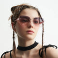 Square Borderless Sunglasses Women 2022 Fashion Trend Diamond Rivets Eyewear New Stylish Glasses Summer Sun Glasses 9225