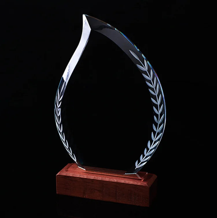 Blank Cutting Edge Crystal Trophy with Wooden Base MH-NJ0141
