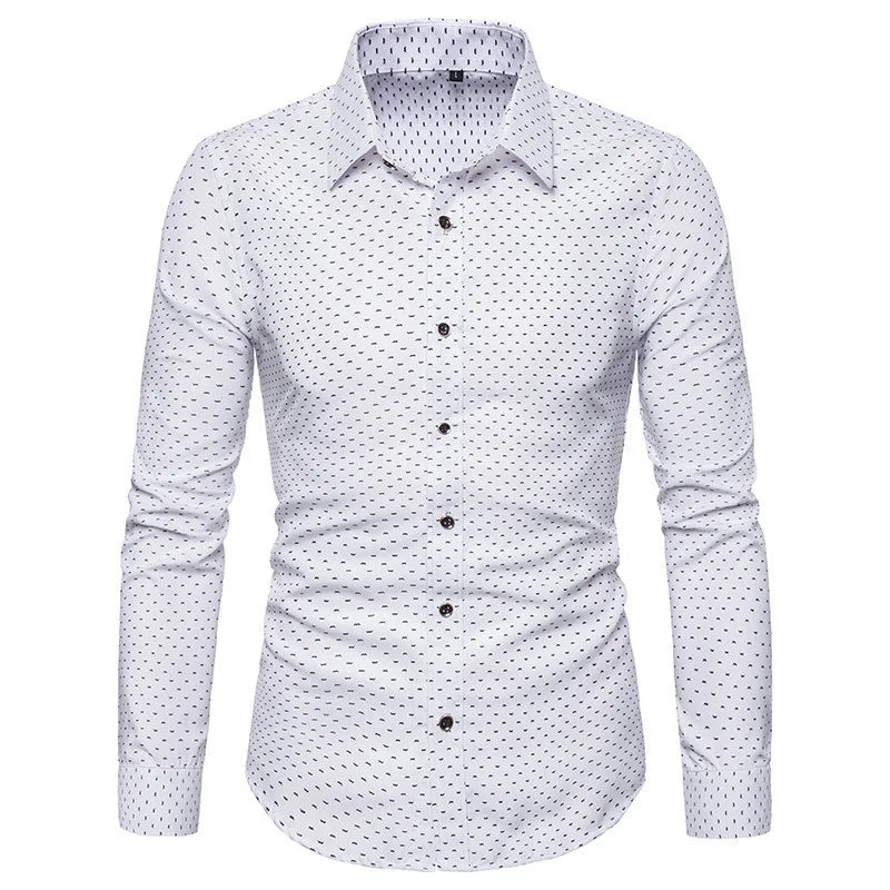 New Men's Slim Floral Long-sleeved Shirt Fashion Business Casual Shirt Wholesale