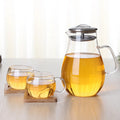 Handmade Mouth Blow Heat Resistant Borosilicate Glass 1800ml Water Pitcher Jug Lid Glass Handle for Hot/Cold Drinking
