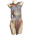 One Piece Jumpsuit Rhinestone Fringes Bodycon Leotard  Dancewear Nightclub Party Tassel Streetwear Performance Stage Costumes