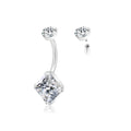 ASTM F136 Titanium 14G Square Cubic Zircon Internal Thread Navel Belly Button Ring Classic Women Body Piercing Wedding Children