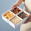 Divided Serving Tray for Kitchen Refrigerator Fruit Vegetable Dried Fruit Candy  with 4 Removable Boxes