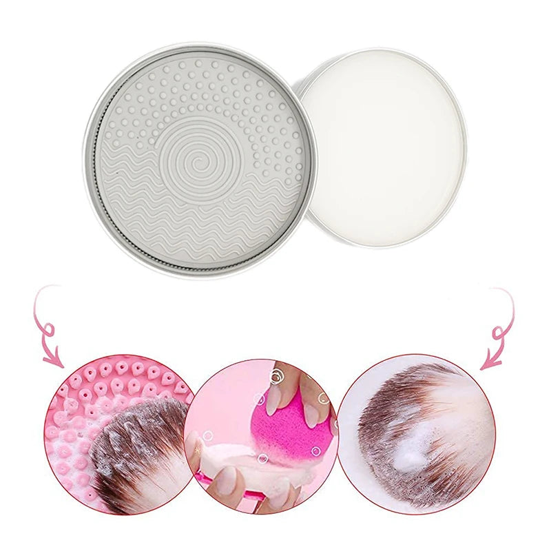 Private Label White Soapy Solid Makeup Brush Cleanser Aluminium Tin Packaging