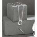 HXL601 Irregular Texture Finished S925 Sterling Silver Toggle Clasp Short OT Buckle Chain Necklace