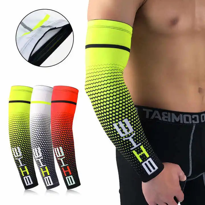 Outdoor Sun Protection Sports Cycling Breathable Compression Football Volleyball Baseball Arm Sleeves for Men Women