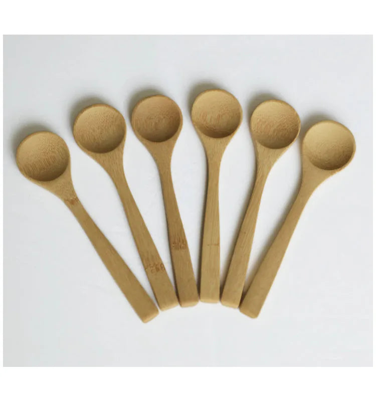 Long Handle Natural Bamboo Wooden Spoon Honey Teaspoon Seasoning Coffee Tea Sugar Salt Jam Mustard Ice Cream Bamboo Spoon