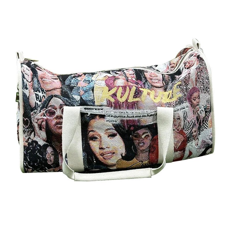 Factory Custom Design Wholesale Fashion Jacquard Tapestry Travel Gym Duffle Bags with Customizable Color and Unisex Style