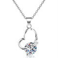 S925 Silver Heart-Shaped Moissanite Necklace with Diamond Main Stone Link Chain Bamboo Style Trendy Charm for Anniversary Gift