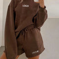 New Fashion Womens Tracksuits Custom Logo Blank Tracksuit Sweatshirt Set 2 Piece Shorts Set Cheap Clothes for Women and