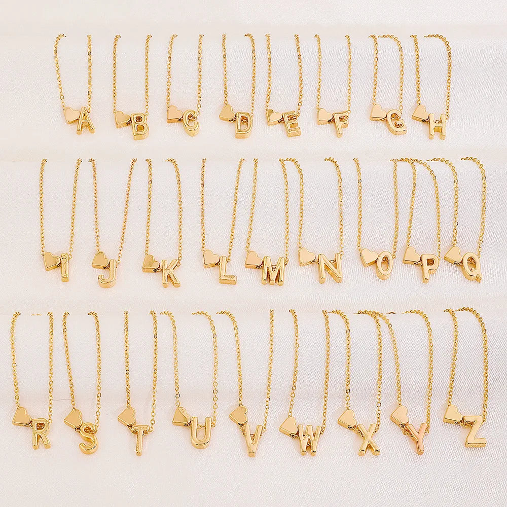 New Hot Sell Dainty Vintage 26 Letter a to Z Heart Pendant Gold Bracelet for Women Fashion Jewelry Lady Girls Customize Gift