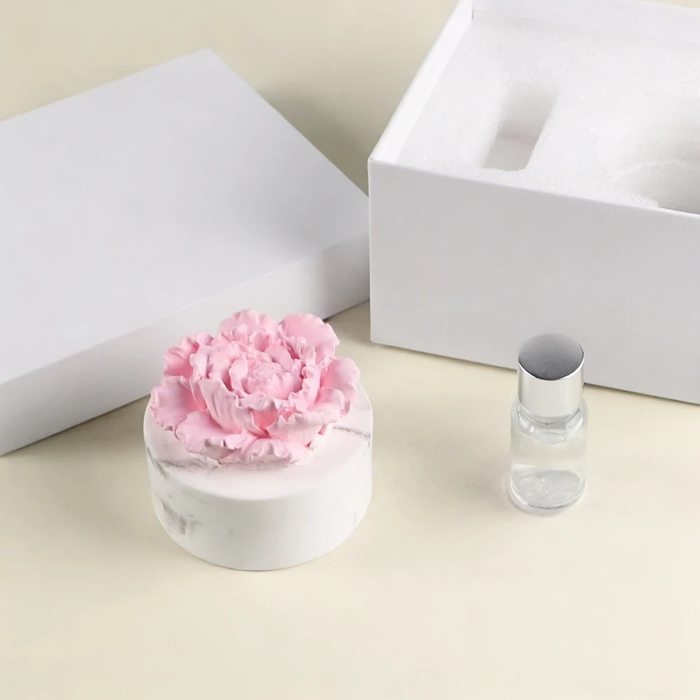 Home Car Decoration Air Freshener Ceramic Peony Shaped Scented Ceramic Aroma Porcelain Flower Essential Oil Fragrance Diffuser