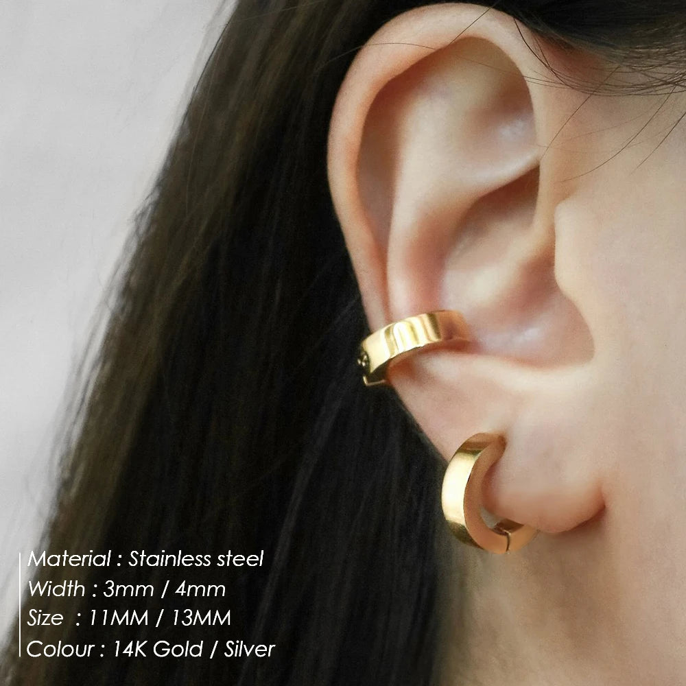 EManco NEW Geometric Trendy Cuff Clip Earrings Women's Gift 14K Gold Plated Stainless Steel Jewelry