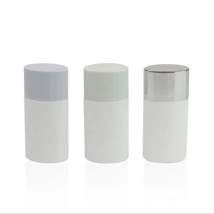 30ml 50ml HDPE Oval BB Cream & Skin Care Serum Bottle with Screw Cap and Silver Cap Cosmetic Packaging
