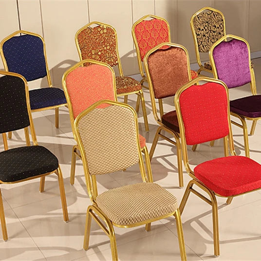 Wholesale Luxury Hotel Banquet Chairs Gold Iron Frame Soft Cushion Powder Coated Dining Chair Midcentury Antique Living Room
