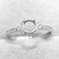 Sterling Silver 5*5mm Semi Mount Ring Empty Frame Blank Support Claw Setting S925 Base Holder Without Center Stone for DIY Inlay