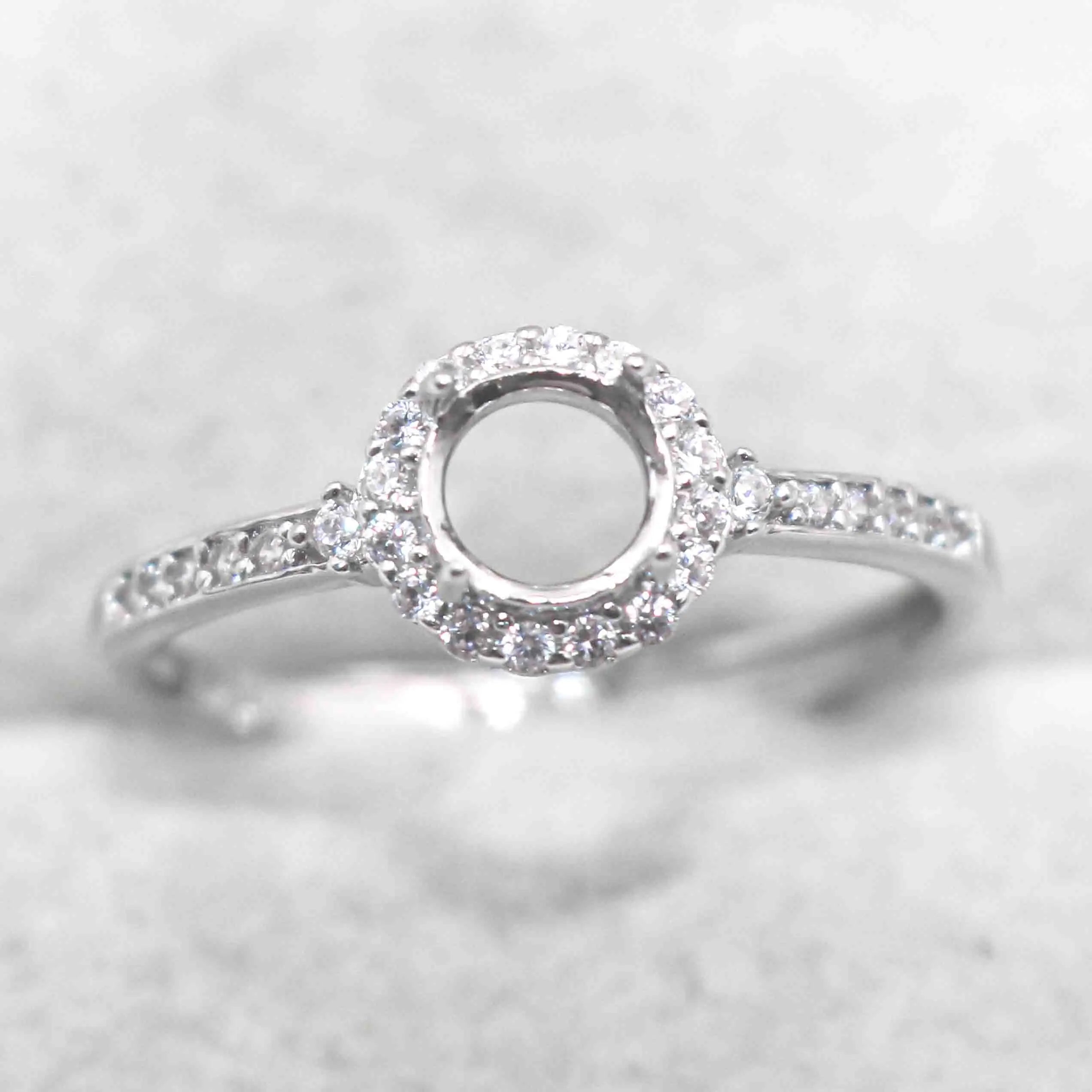 Sterling Silver 5*5mm Semi Mount Ring Empty Frame Blank Support Claw Setting S925 Base Holder Without Center Stone for DIY Inlay