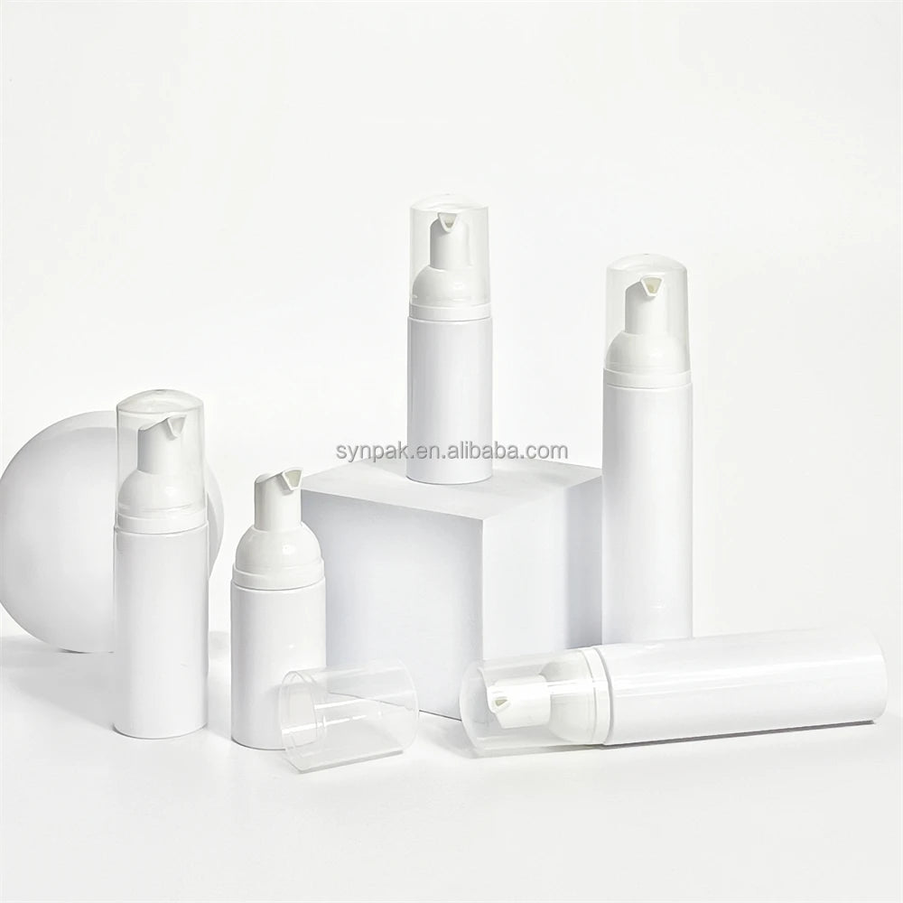 Custom 30/50/60/80/100ml White PET Foam Pump Bottles Shape Empty Hand Wash Lotion/Shampoo High Volume Hot Stamping Synpak Brand