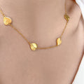 G4010 Wholesale Stainless Steel 18k Gold Plated Striped Love Heart Round Charm Necklace for Women Valentine Day Gift