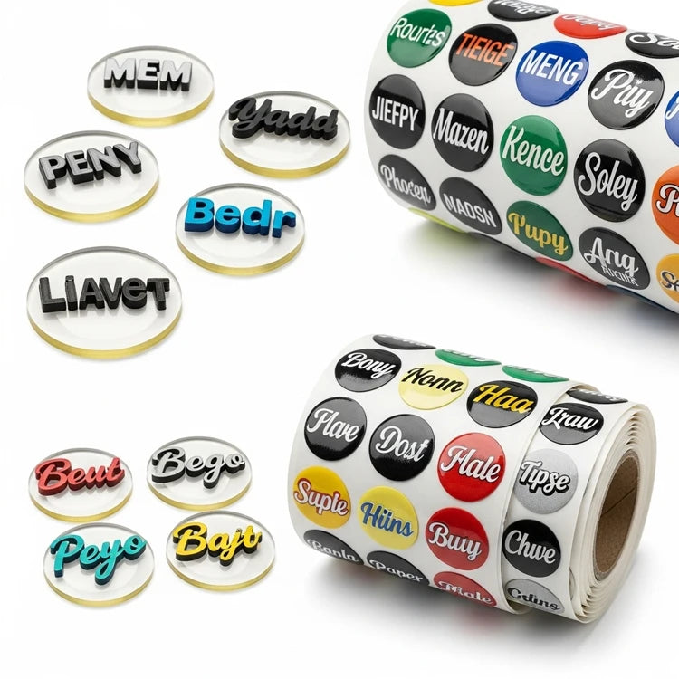 XJY Custom Any Text Image Adhesive Printing Round  Waterproof Vinyl Sticker 3D Transfer  Private Label Logo Stickers.
