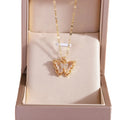 Rinhoo INS Delicate Crystal Butterfly Necklace Zircon Fancy Lip Chain Bow Gold Plated Women Girl Choker Party Necklaces Jewelry