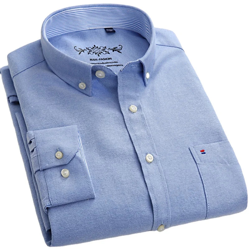 Wholesale Men's Office Shirts Quick Dry Autumn Spring Long Sleeve Plaid Striped T-shirts