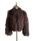 QIUCHEN QC24021- Ladies Trendy Plus Size Women Fashion Collar Real Mongolian Lamb Fur Coat