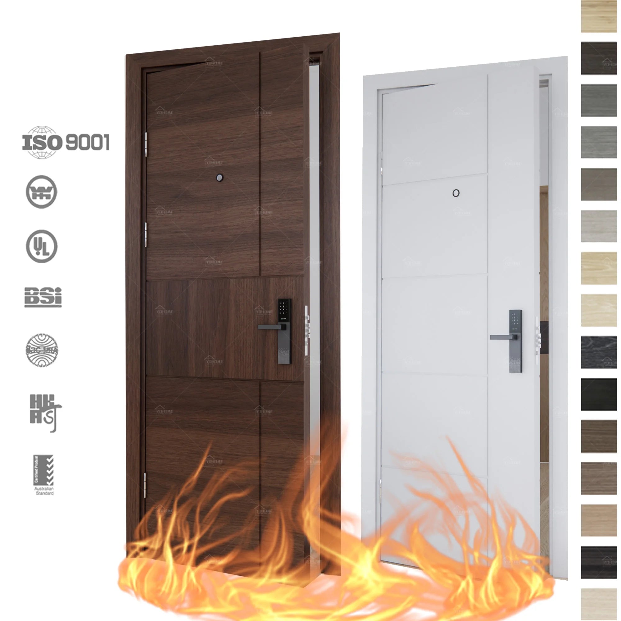 China Top Fire Door Factory As Certified Fire Rated Doors Fireproof Interior Wooden Door Hotel Guest Room