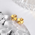 Hot Selling New Titanium Steel 18k Gold Plated Clover Designer Flower Stud Earrings Necklace Set
