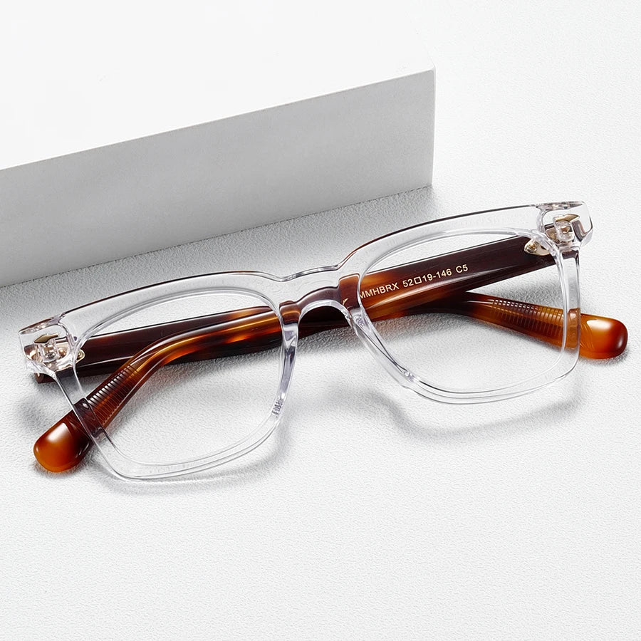 CS-JMHBRX New Arrival Gentleman Retro Unisex Acetate square Optical Glasses Black Tortoise Thick Italy Fashion Acetate Frame MegaBDM