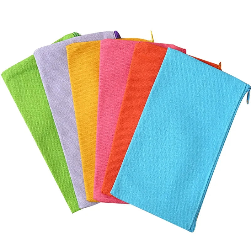 Random-color Canvas Zipper File Bags A4 Size Waterproof Document File Folder Bag Organizer Make up Pouch for Girl