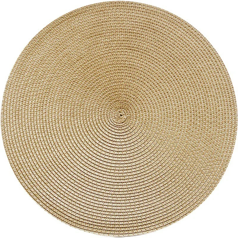 Custom Eco-Friendly Modern Plastic PP Braided Kitchen Round Placemats Dining Table Mat Non-slip Heat Resistant