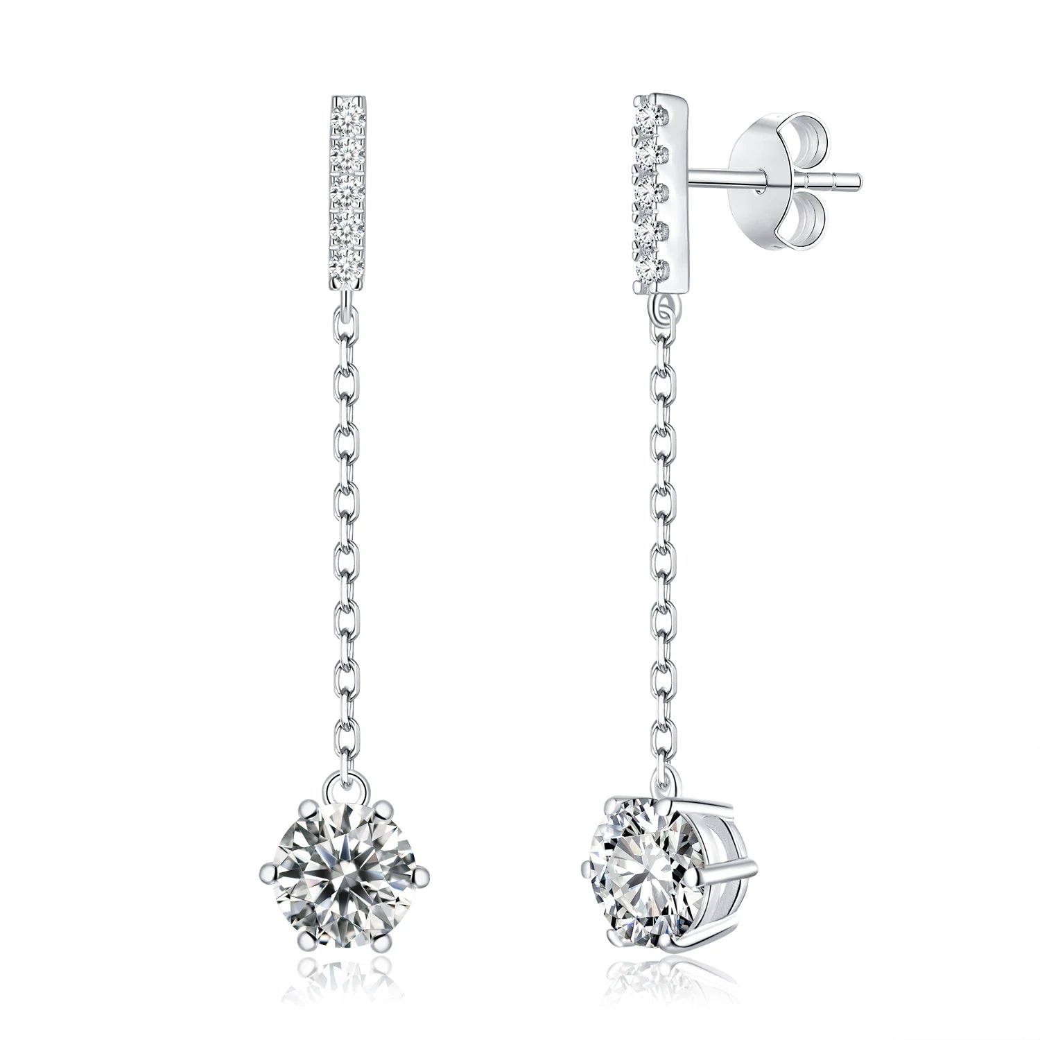 Sterling Silver 925 Drop Earrings Wholesale Jewelry 18k Gold Plated D VVS Round Brilliant Cut 6claw Setting Moissanite Gemstone