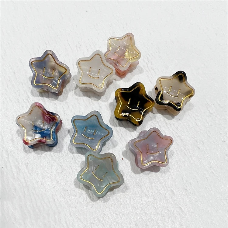 Korean Style Mini Hairgrips Star Hair Claw Clips with Gold Engraved Jaw Mix Color Acetate Hair Claw Clips