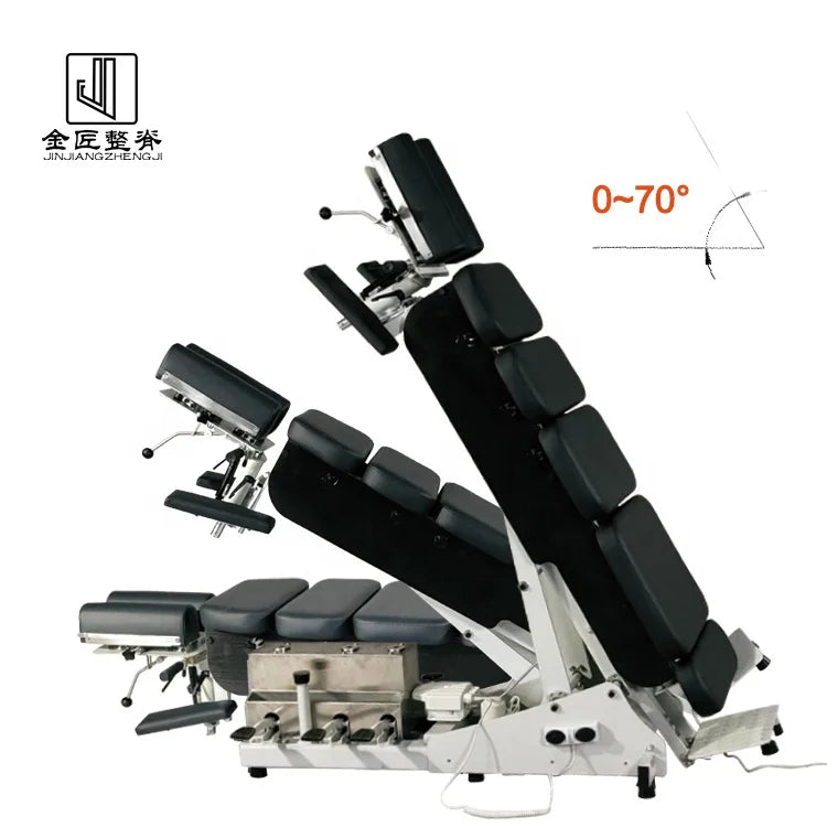 Modern Foot Control Tiltable Chiropractic Hy Lo Table 4 Drops Metal Construction 120KG Load Capacity Foldable for Hotel Gym Use