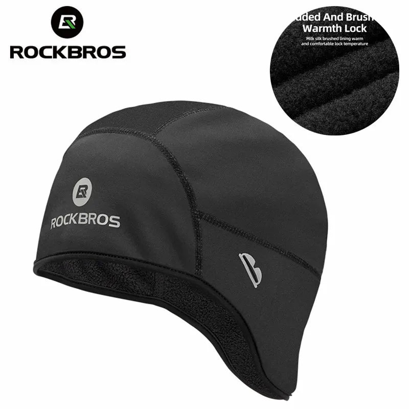 ROCKBROS Winter Warm Fleece Cycling Caps Outdoor Sports Windproof Bicycle Hat Cycling Cap Headwear