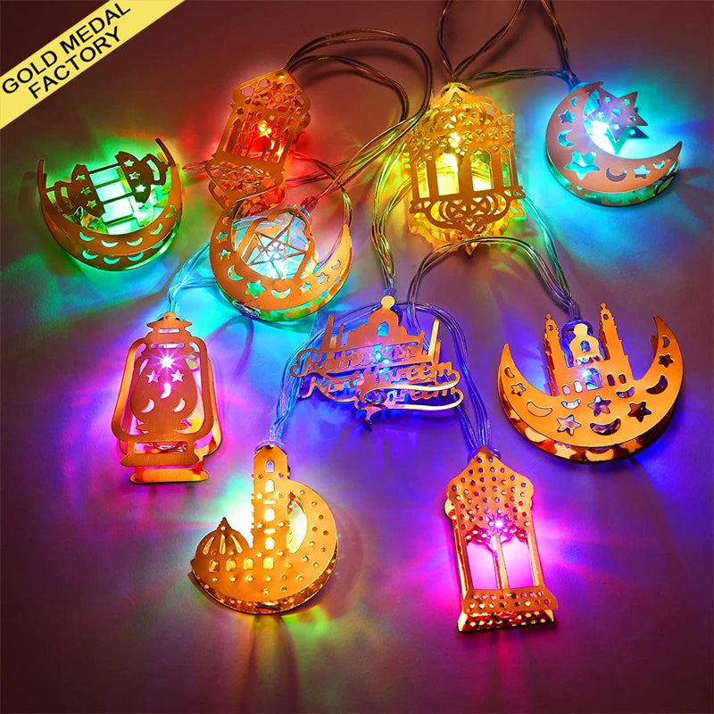 Ramadan Decoration 2027 Happy Eid Al Adha Ramzan Hajj Mubarak Home Party Moon Star Kerosene Lantern Lamp LED Fairy String Lights