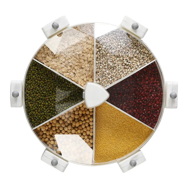 Newly Designed Wall-mounted Rotating Compartmentalized Grocery Canister Moisture and Insect-proof Rice Bucket Storage Box