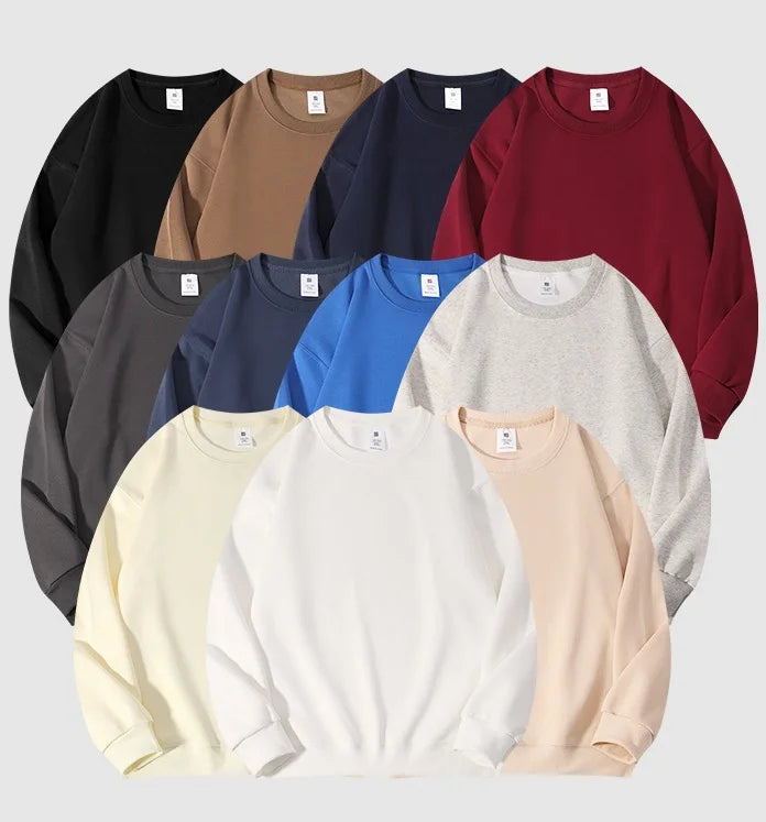 Wholesale 320Gsm Crew Neck Sweatshirts Custom Embroidery Unisex Oversized Drop Shoulder Sweatshirts